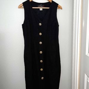 Black Linen Button-up Dress